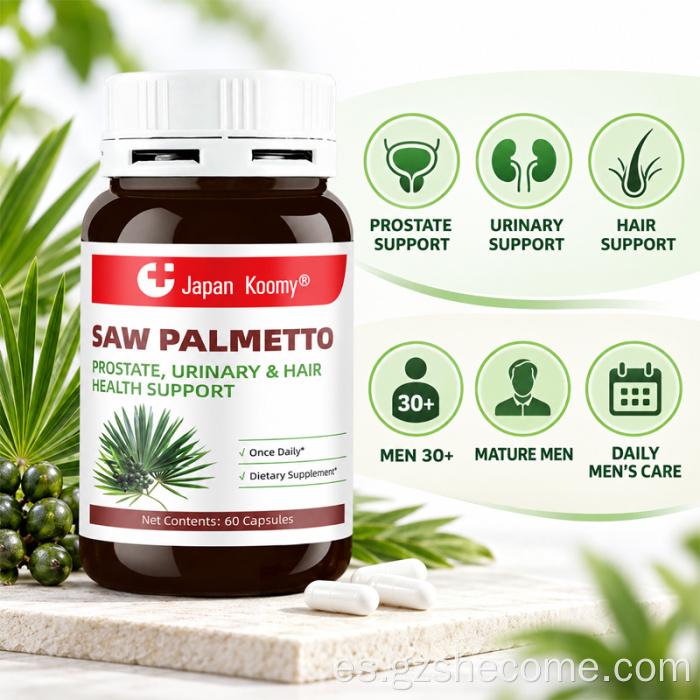 Shecome Saw Palmetto Cápsulas Soporte para el cabello urinario de la próstata
